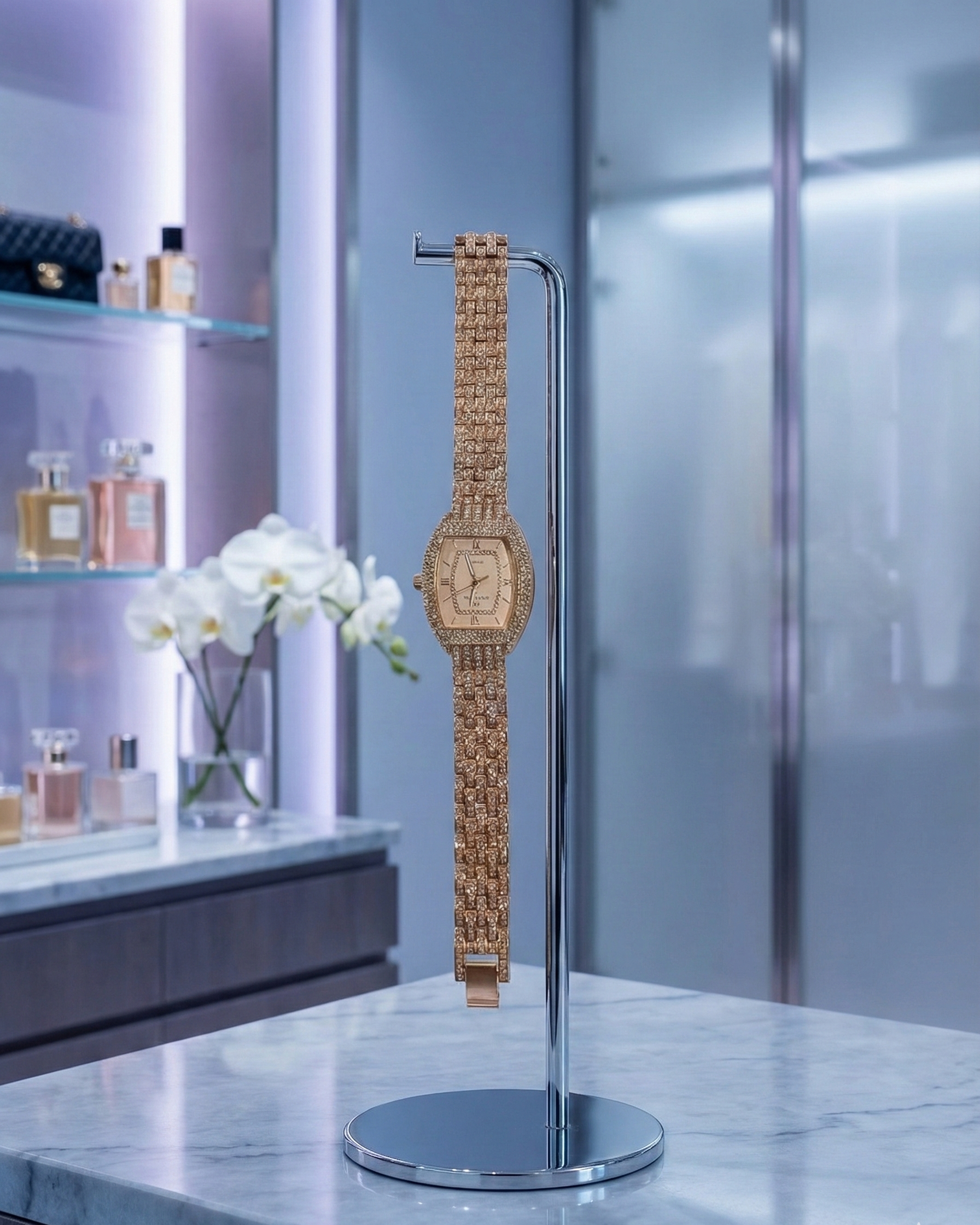 "Gilded Radiance" Iced-Out Watch