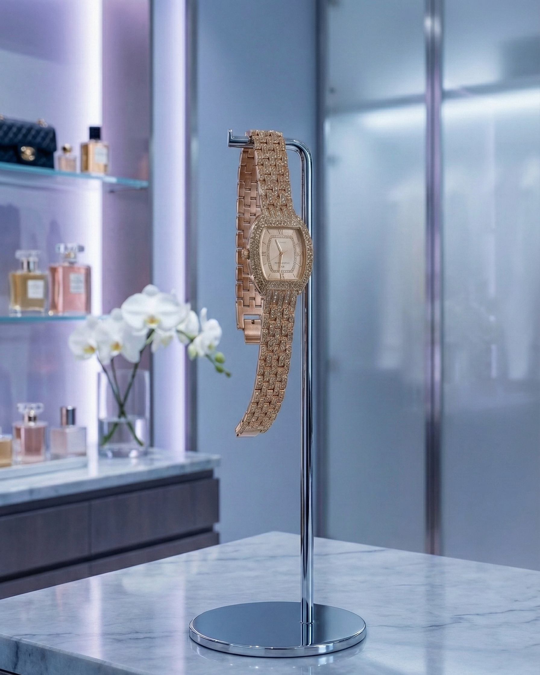 "Gilded Radiance" Iced-Out Watch