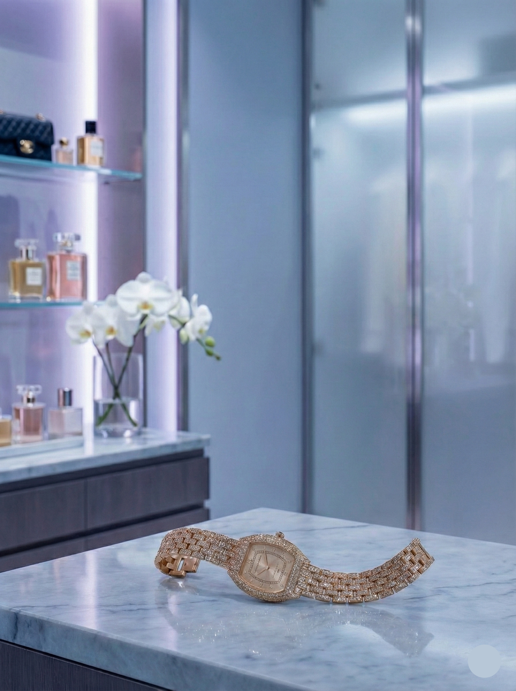 "Gilded Radiance" Iced-Out Watch