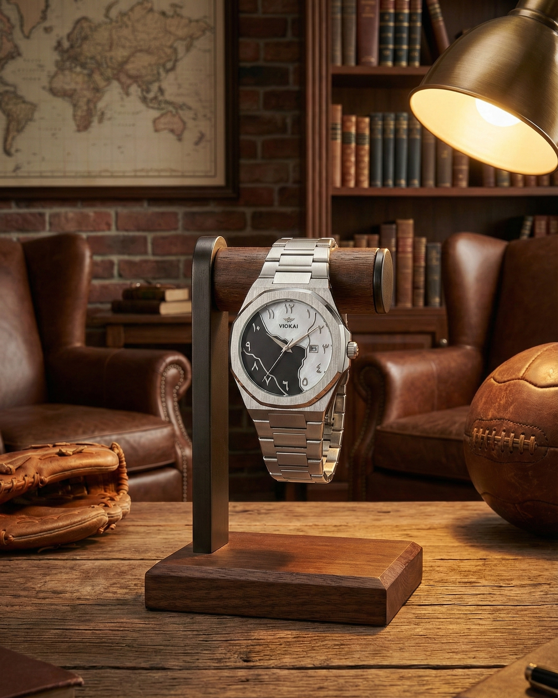 World Dial  Brushed Steel Finish