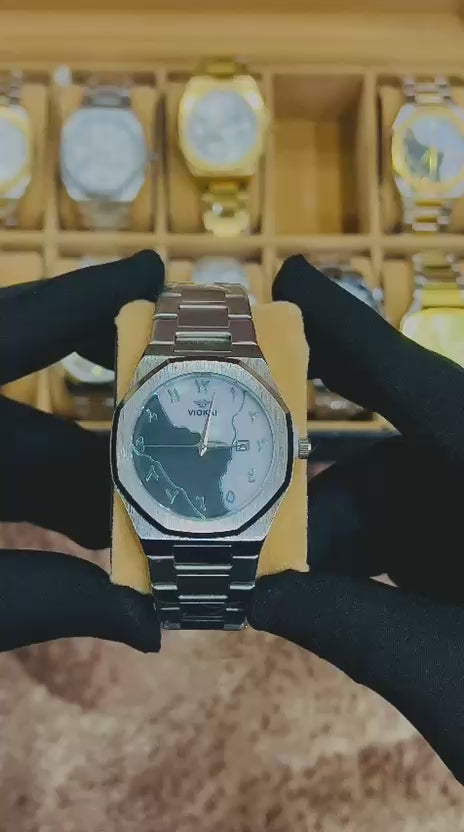 World Dial  Brushed Steel Finish